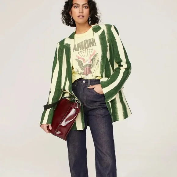 Simon Miller Lennox Jacket in Green Stripe - Picture 4 of 11